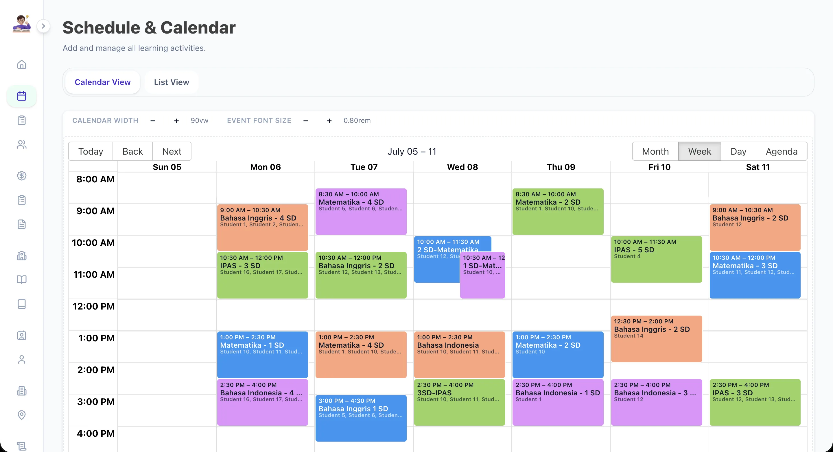 Dashboard admin LMS Belajarmudah 2